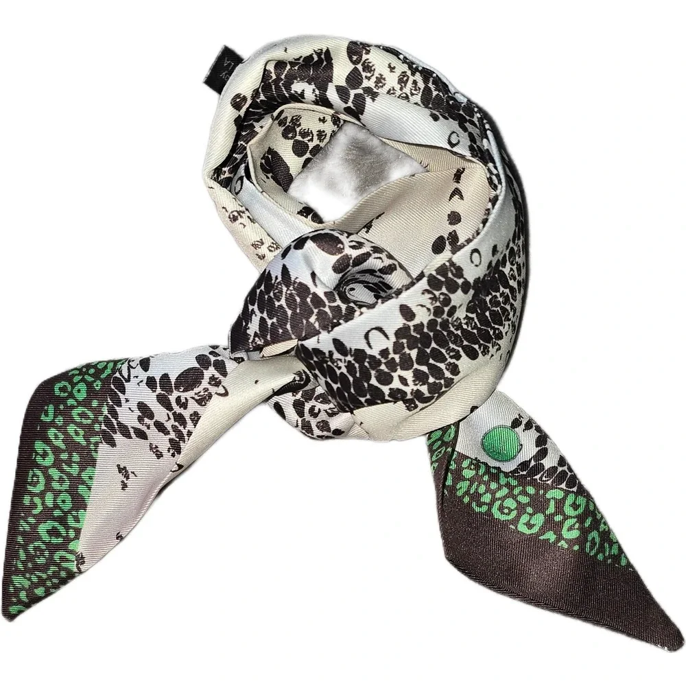 Wristpop Art Silk Scarf Apple Watch Band Animal Print Green BrownCream Accessory